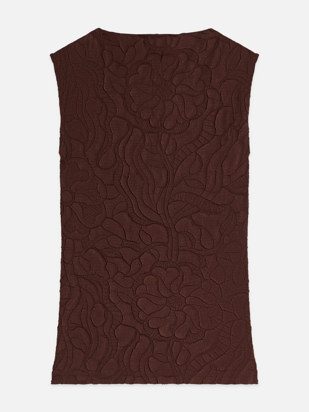 Embossed pleat mock neck tank