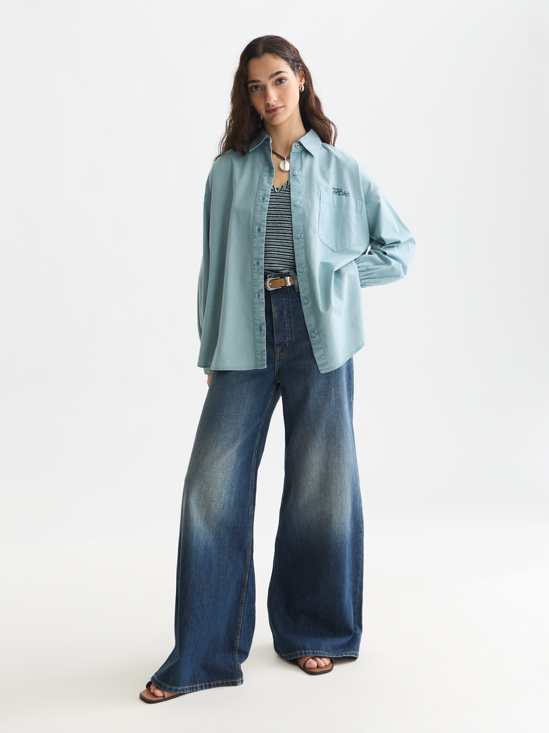 Garment dyed oxford oversized-fit shirt