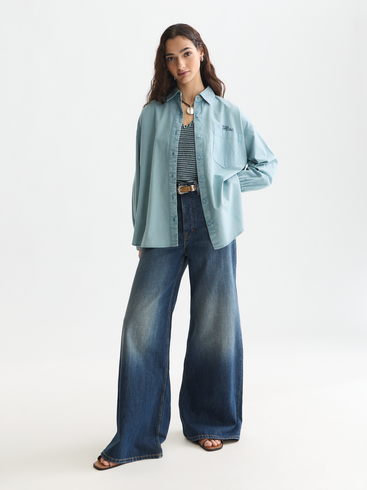 Garment dyed oxford oversized-fit shirt