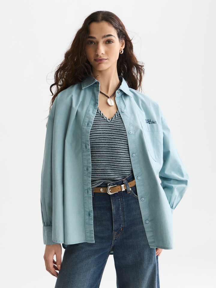 Garment dyed oxford oversized-fit shirt