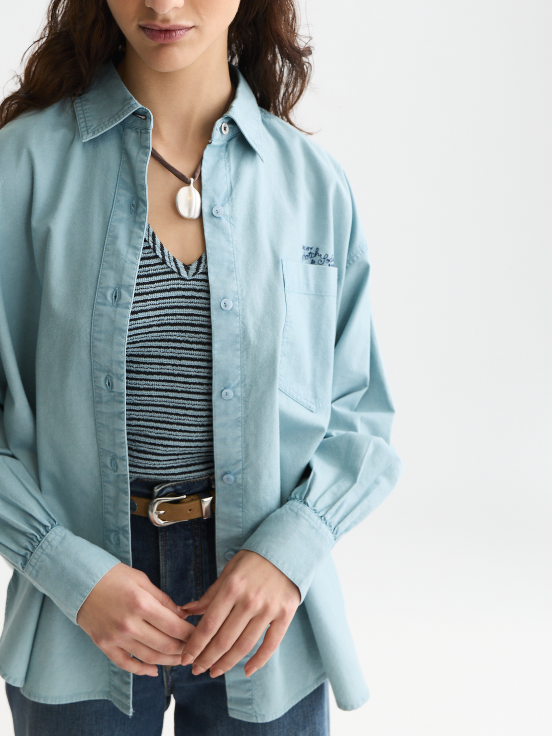 Garment dyed oxford oversized-fit shirt