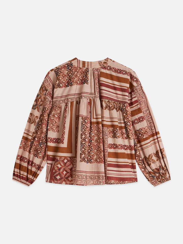 Foulard printed long-sleeved blouse