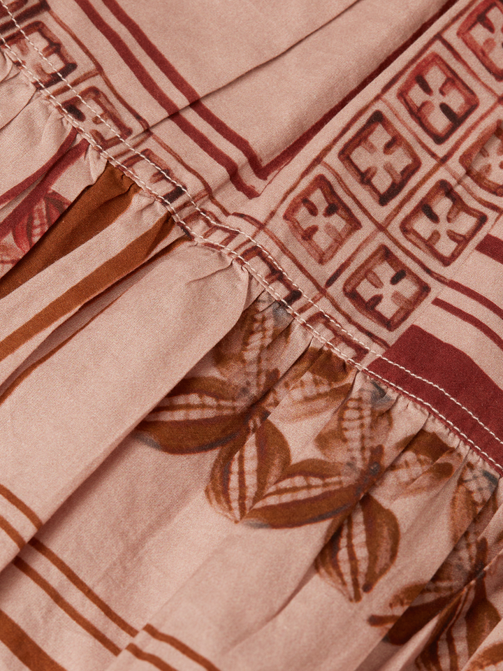 Foulard printed long-sleeved blouse