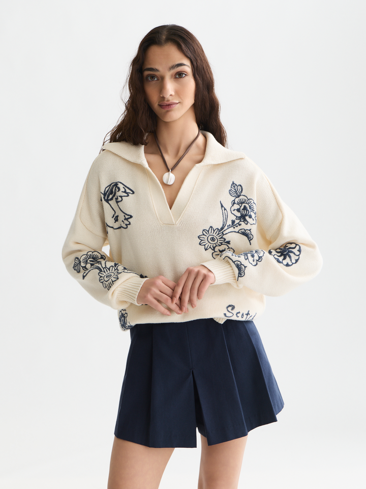 Embroidered oversized-fit pullover
