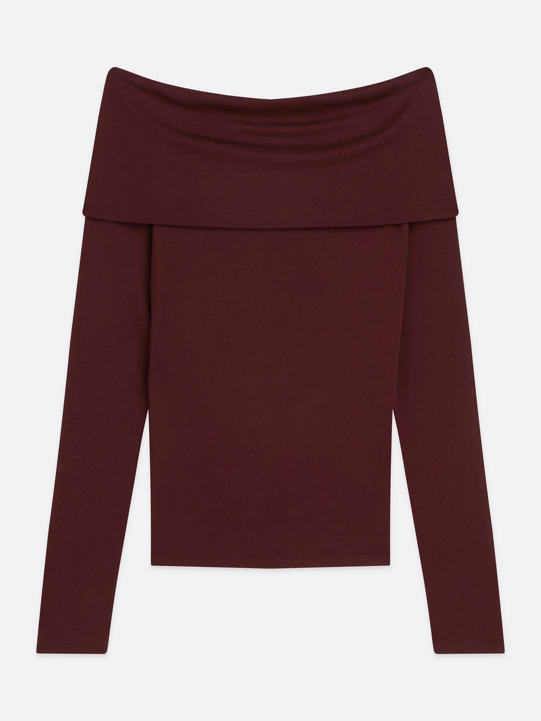Twisted neckline wool-blend LS T-shirt
