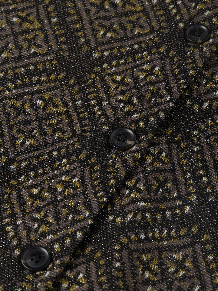 Jacquard knitted belted jacket