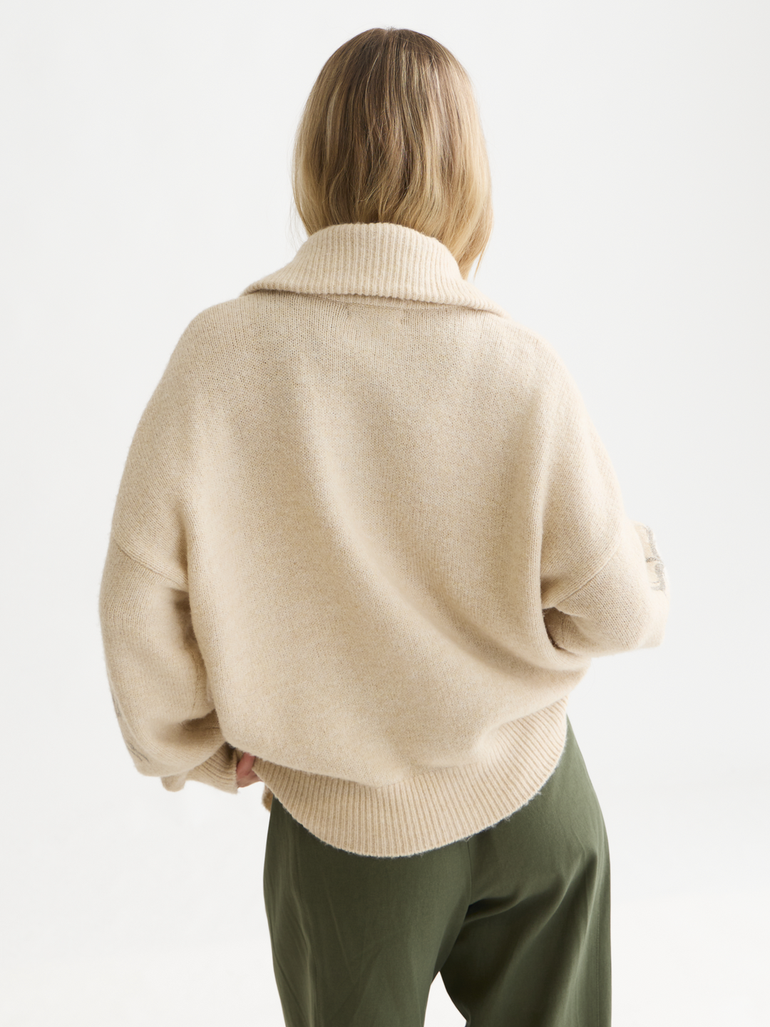 Printed zip-through oversized cardigan