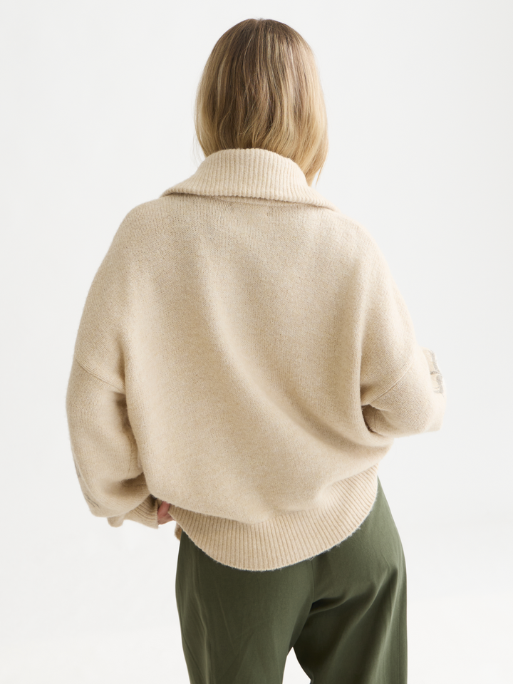Printed zip-through oversized cardigan
