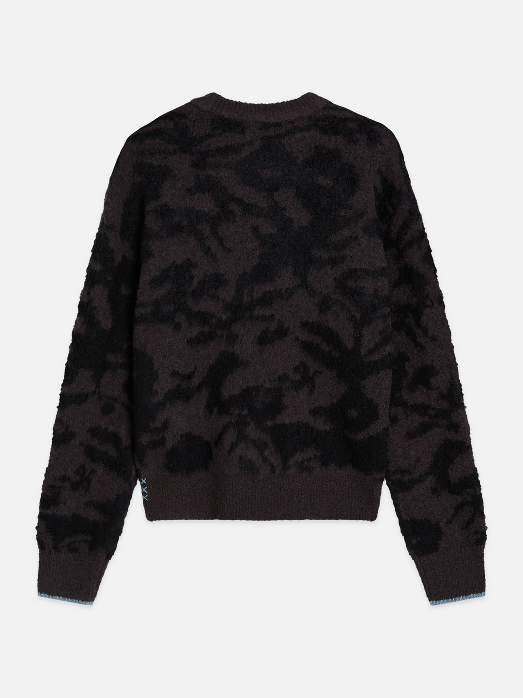 Fuzzy jacquard relaxed-fit pullover
