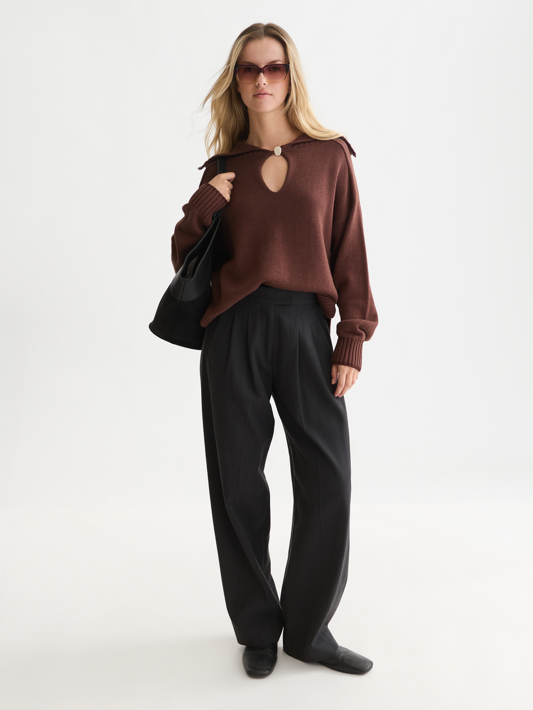 Button detail boxy-fit pullover