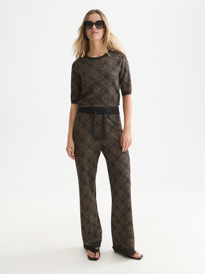 Jacquard short-sleeved pullover