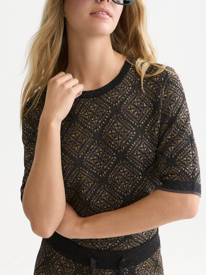 Jacquard short-sleeved pullover