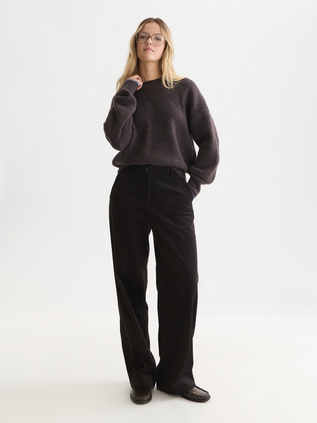 Fuzzy crew-neck pullover