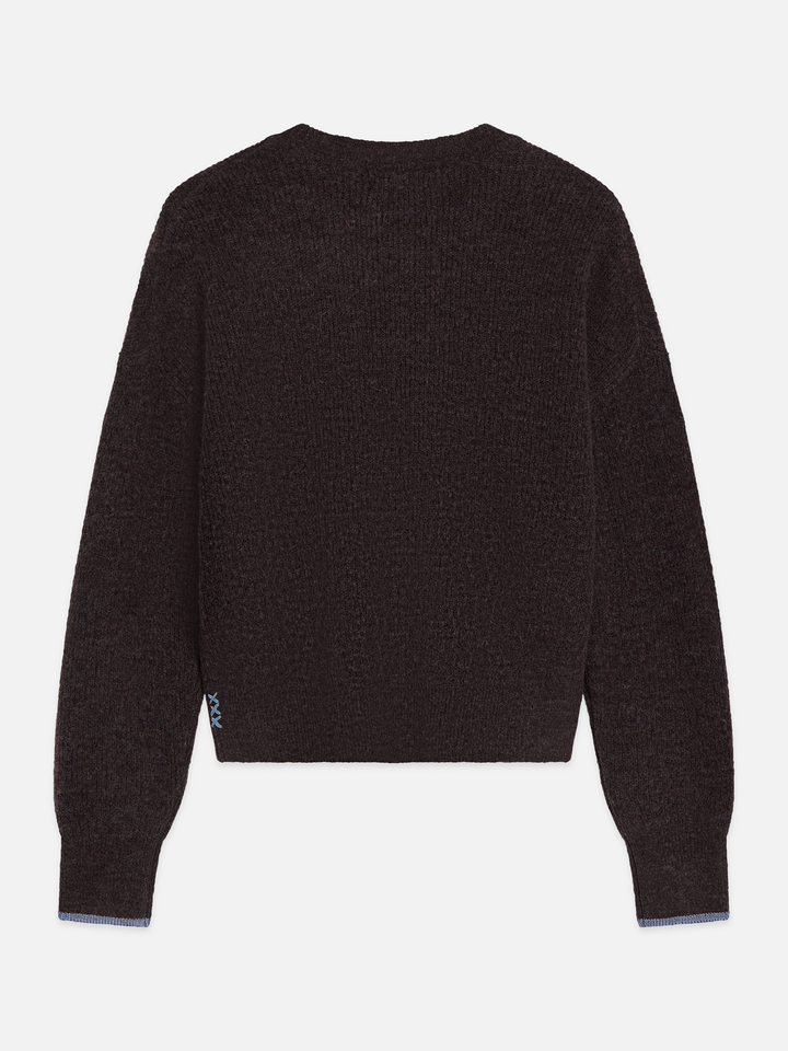 Fuzzy crew-neck pullover