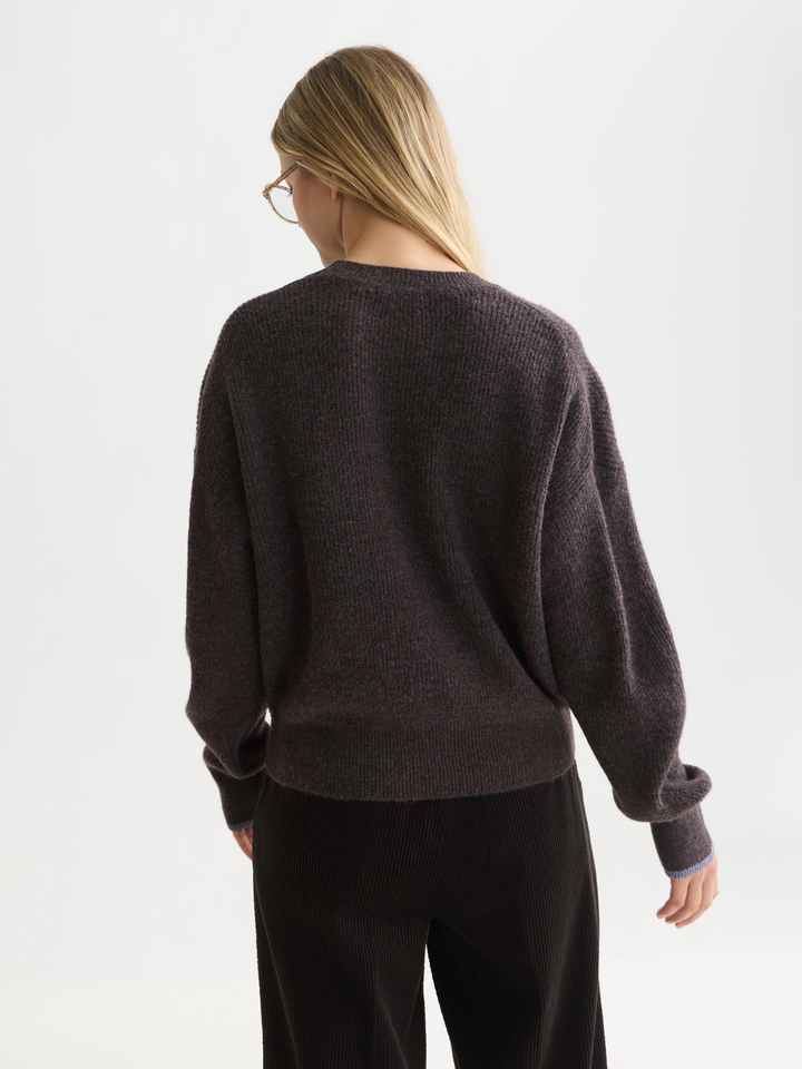 Fuzzy crew-neck pullover