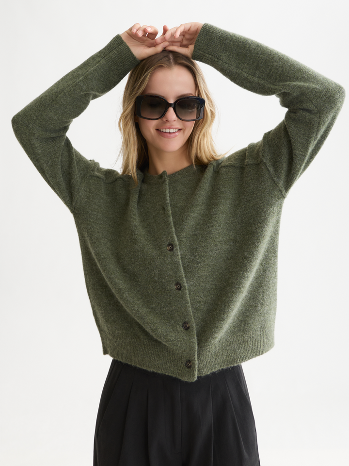Fuzzy relaxed-fit cardigan