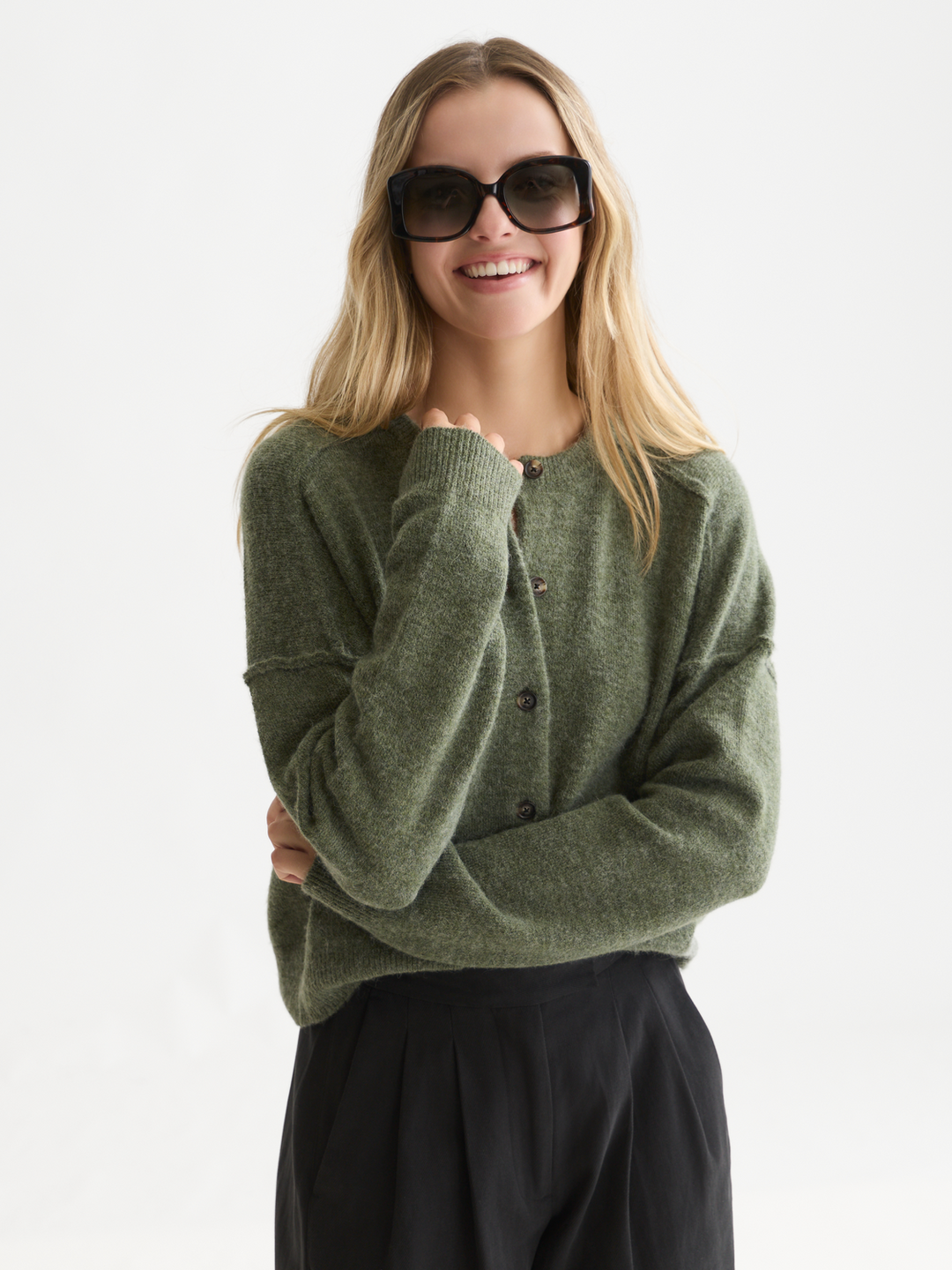 Fuzzy relaxed-fit cardigan