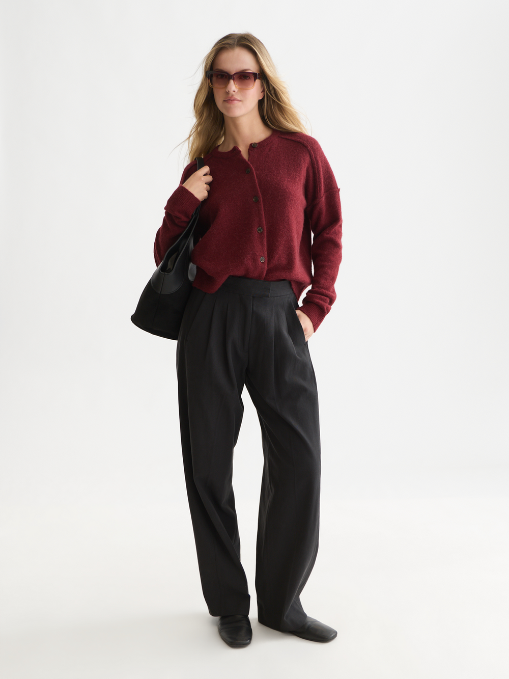 Fuzzy relaxed-fit cardigan