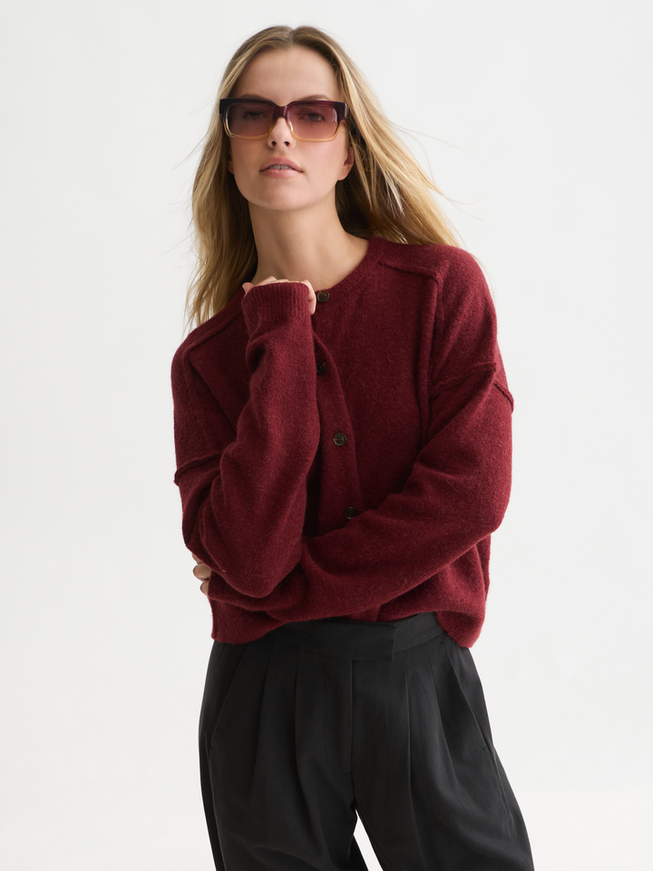 Fuzzy relaxed-fit cardigan