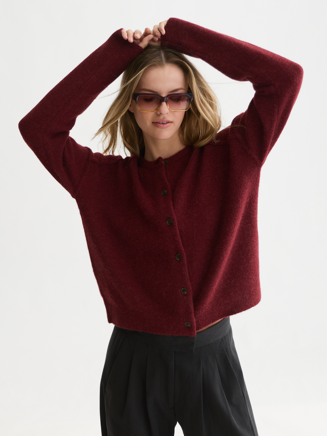 Fuzzy relaxed-fit cardigan