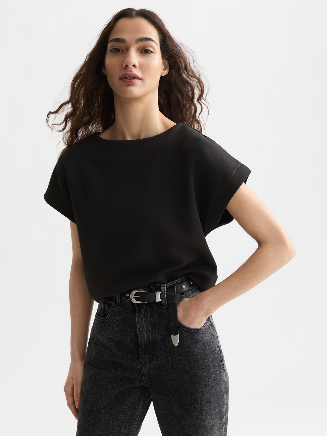 Modal slash neck sweatshirt