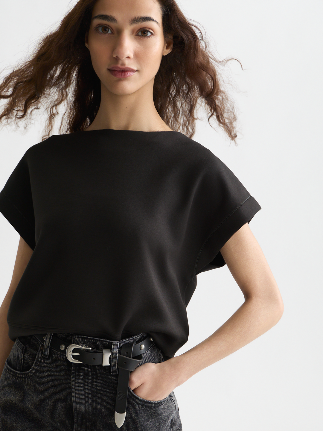 Modal slash neck sweatshirt