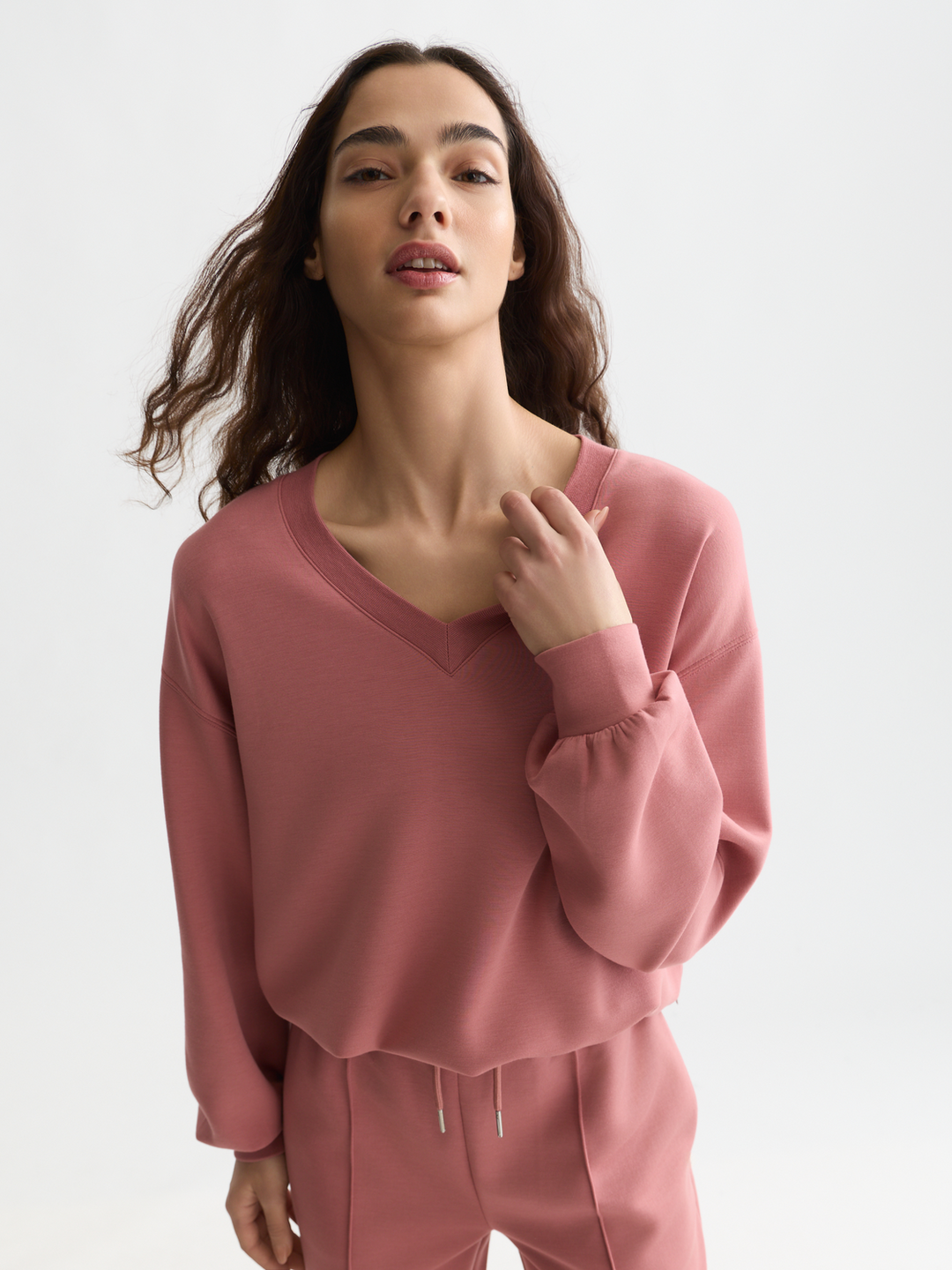 Modal V-neck sweatshirt