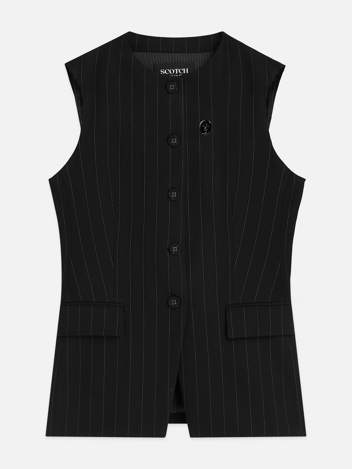 Lurex pinstripe tailored gilet