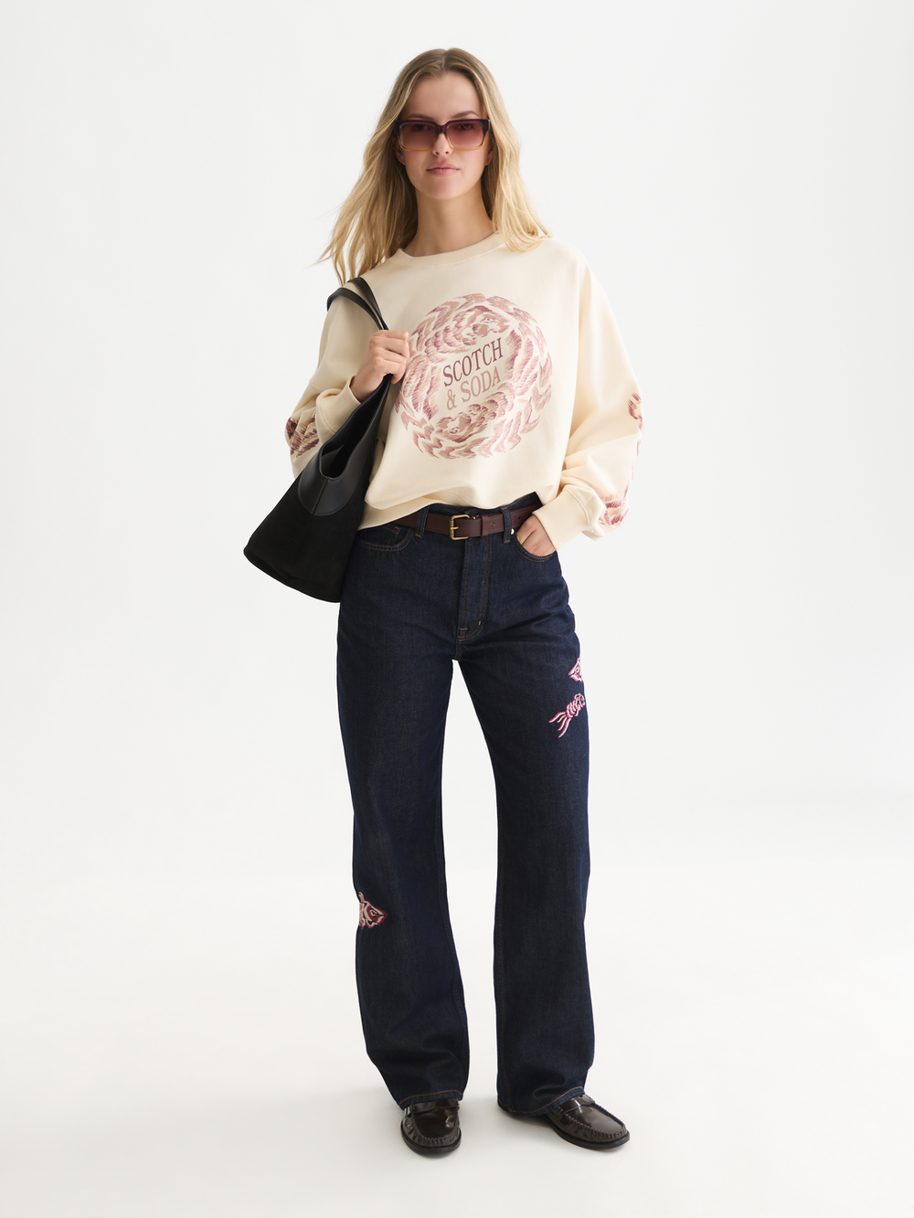 Front artwork oversized-fit sweatshirt