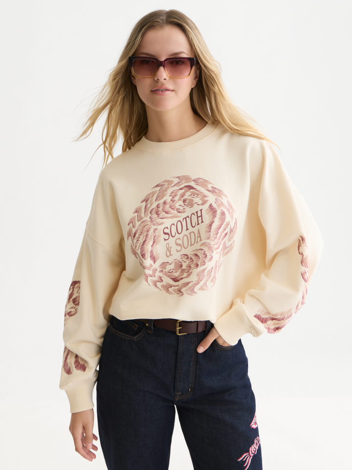 Front artwork oversized-fit sweatshirt