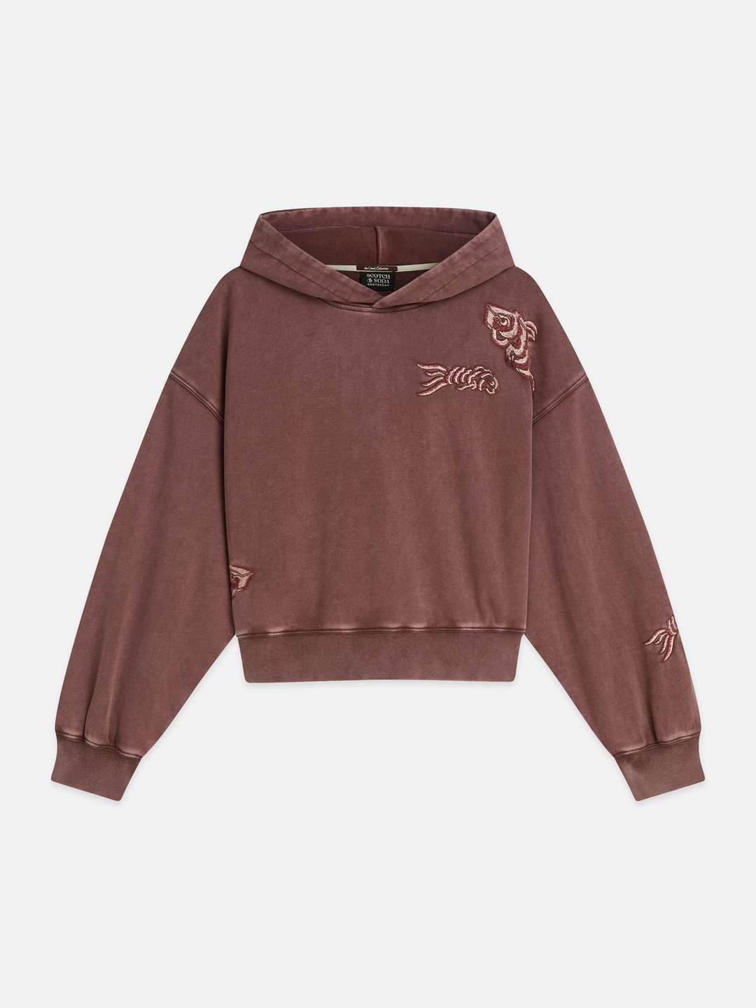 Washed embroidered relaxed-fit hoodie