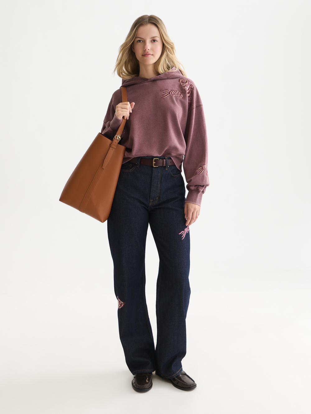 Washed embroidered relaxed-fit hoodie