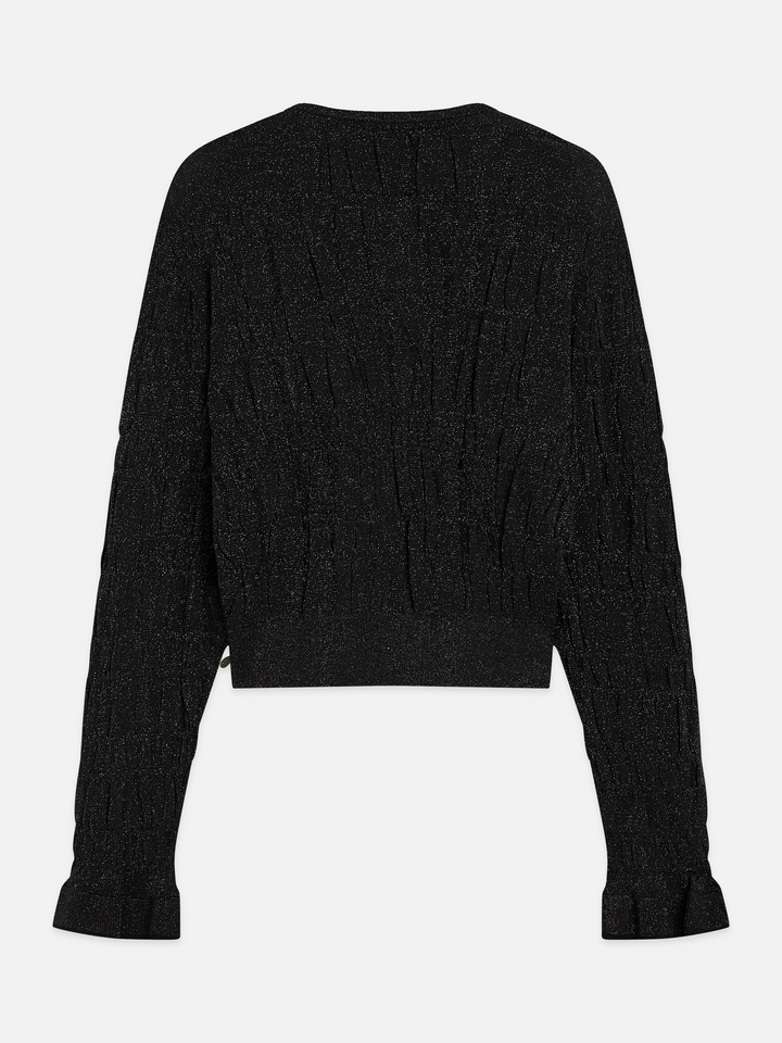 Smock stitch crew neck cardigan