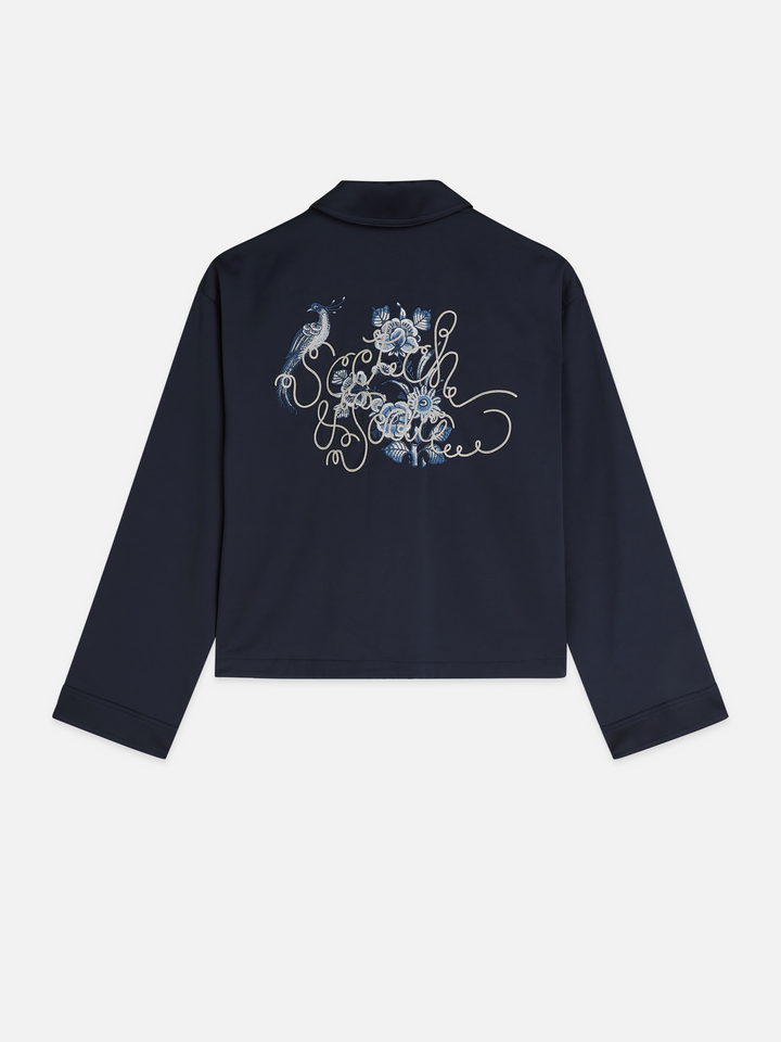 Embroidered satin jacket