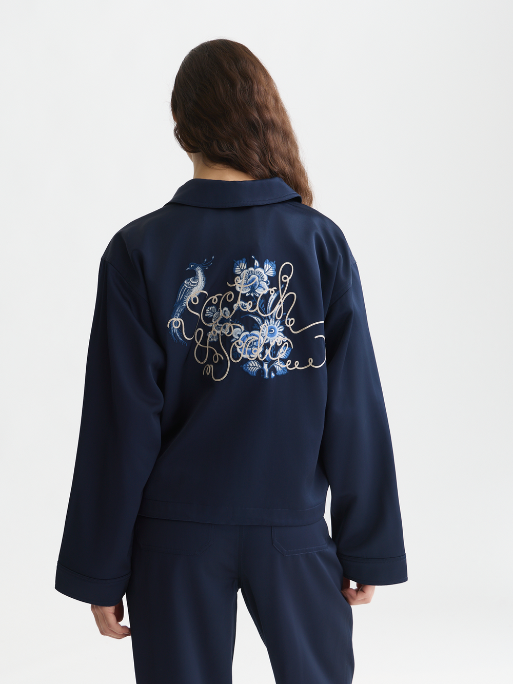 Embroidered satin jacket