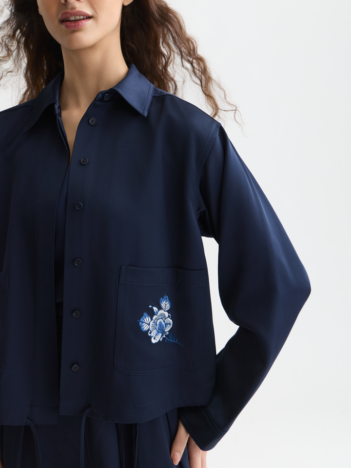 Embroidered satin jacket