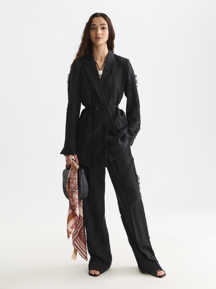 Belted double breasted blazer