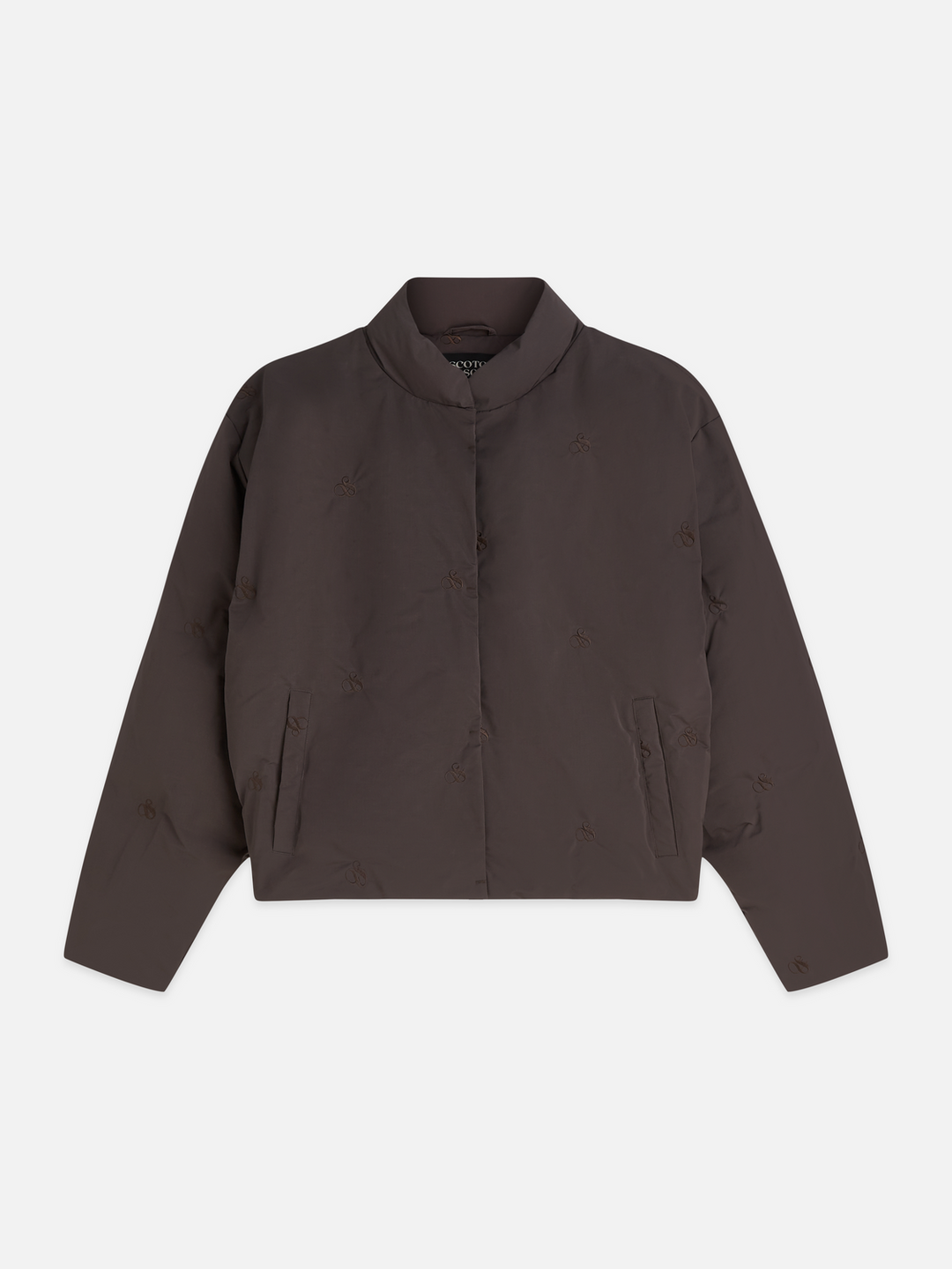 Embroidered short puffer