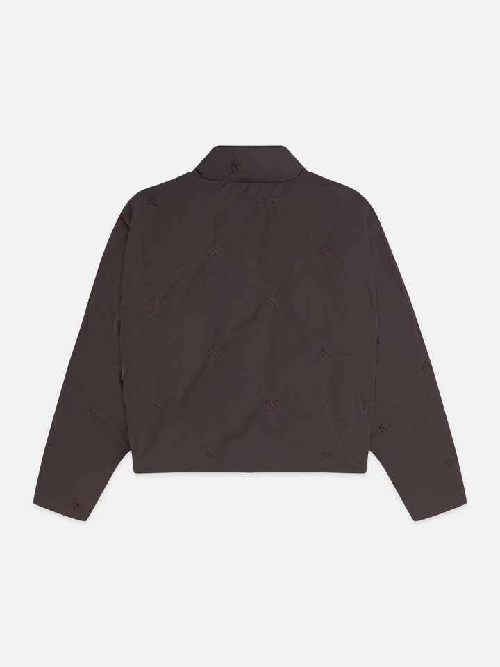 Embroidered short puffer