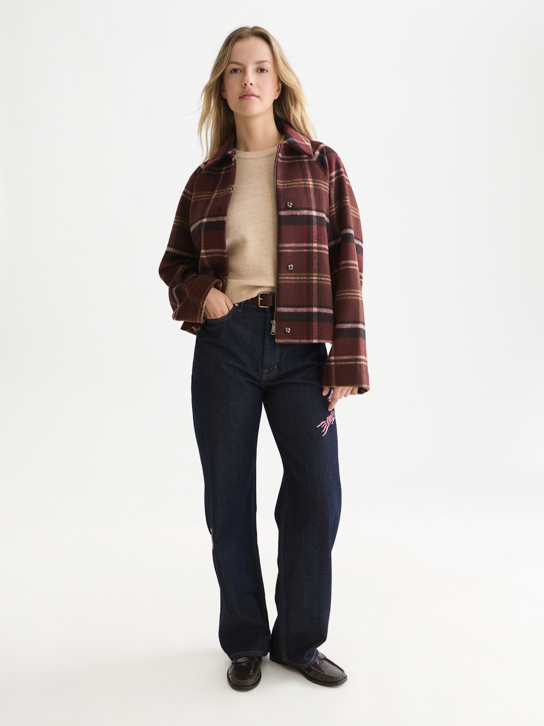 Checked short jacket