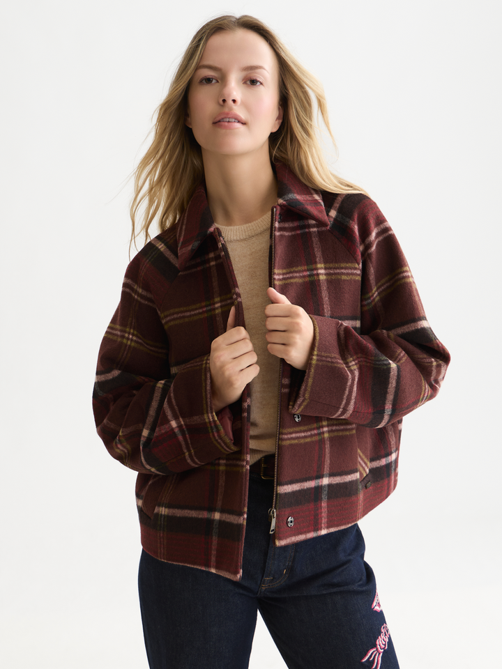 Checked short jacket