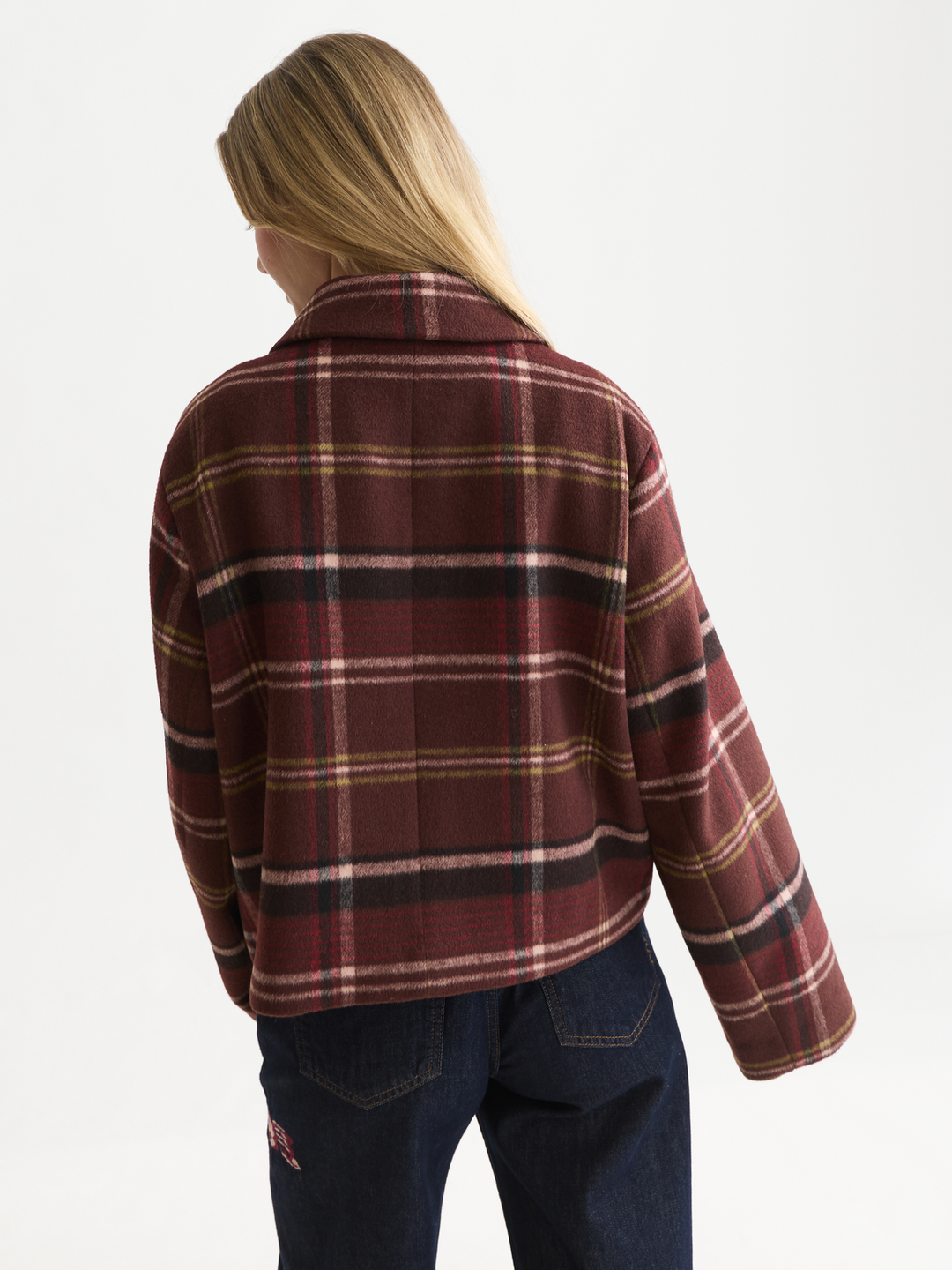 Checked short jacket