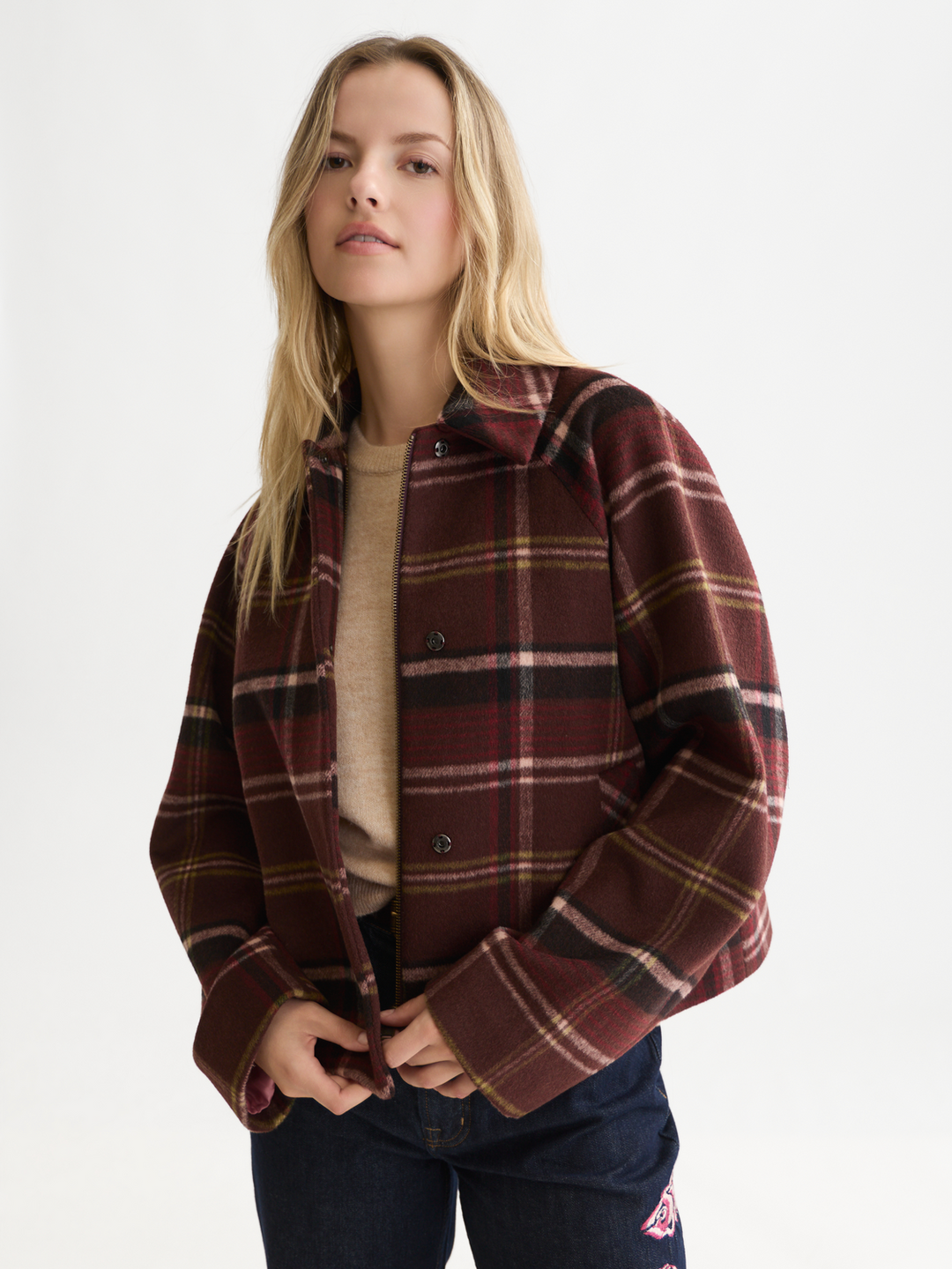 Checked short jacket
