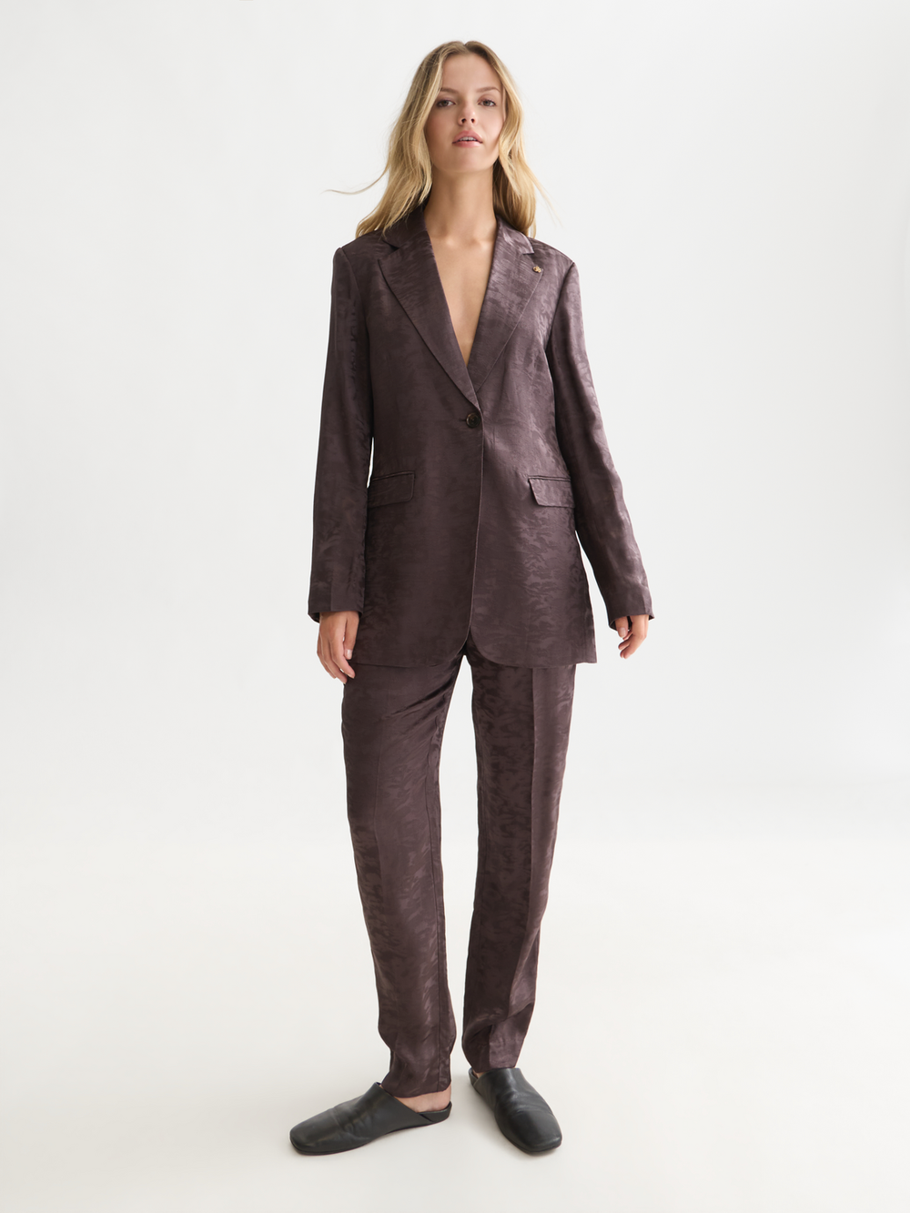 Jacquard relaxed single breasted blazer