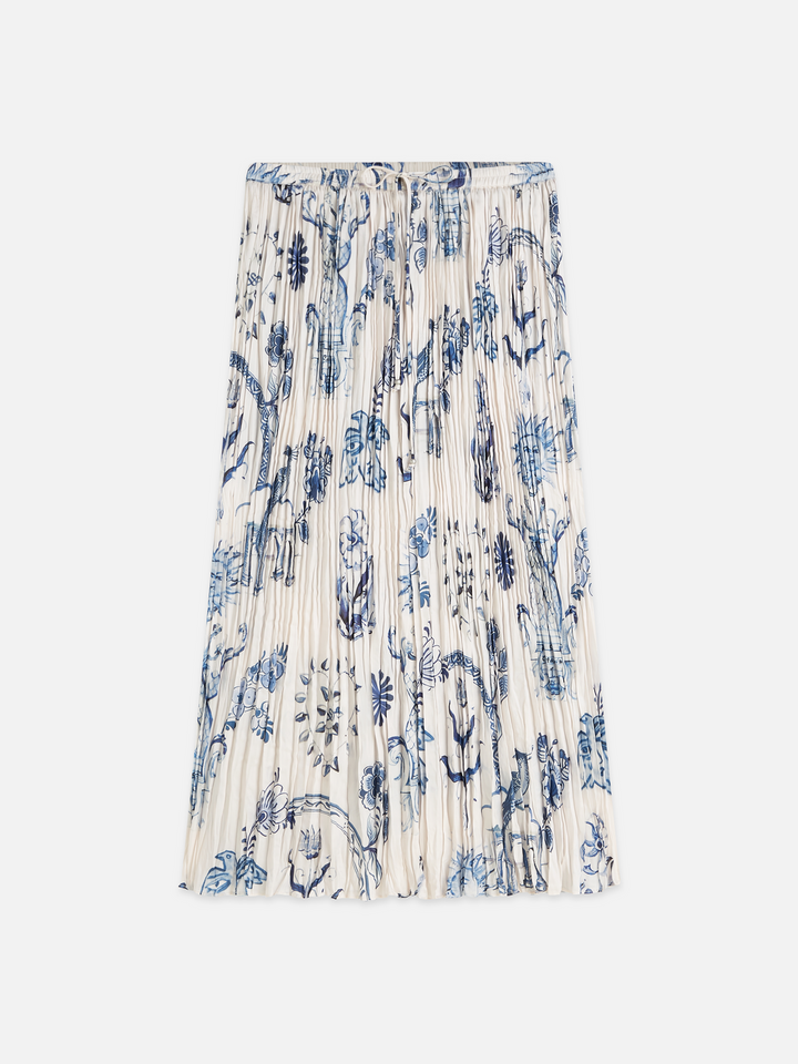 Printed micro pleat ankle length skirt