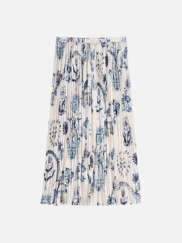 Printed micro pleat ankle length skirt