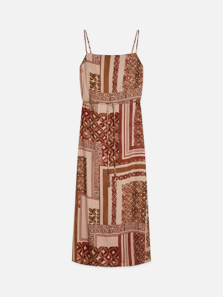 Foulard printed slip maxi dress