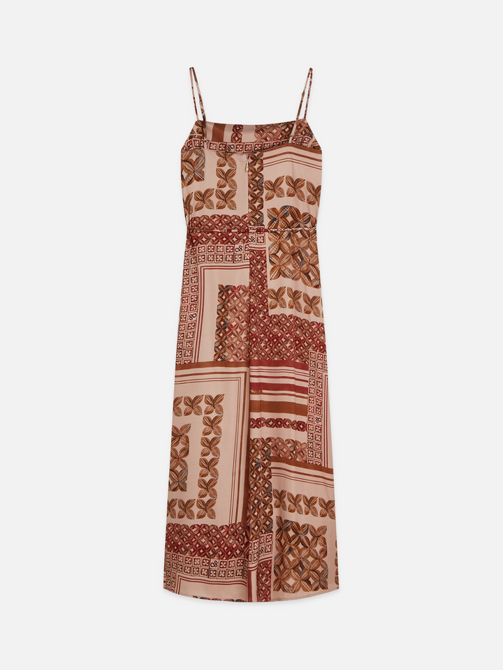 Foulard printed slip maxi dress