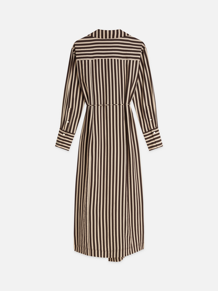 Striped wrap ankle length dress