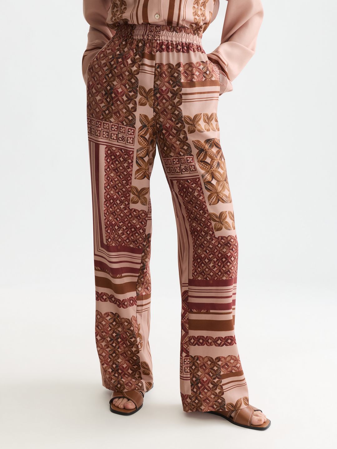 Gia - mid-rise wide-leg printed pull-on pants